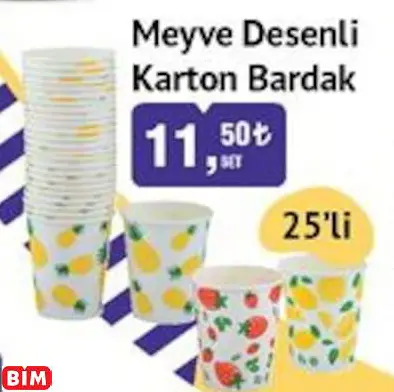 MEYVE DESENLİ KARTON BARDAK